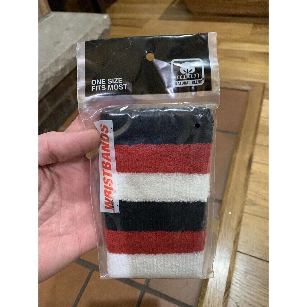 Vtg Terrycloth Sweat Bands Wristbands NOS Heat Falcons Bulls Redwings Red Black